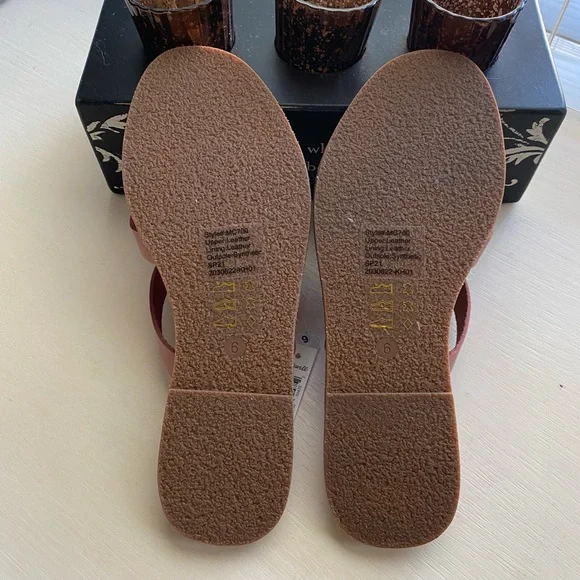 Madewell Rose Leather Boardwalk Crisscross Thong Sandals Size 6 - Picture 5 of 9